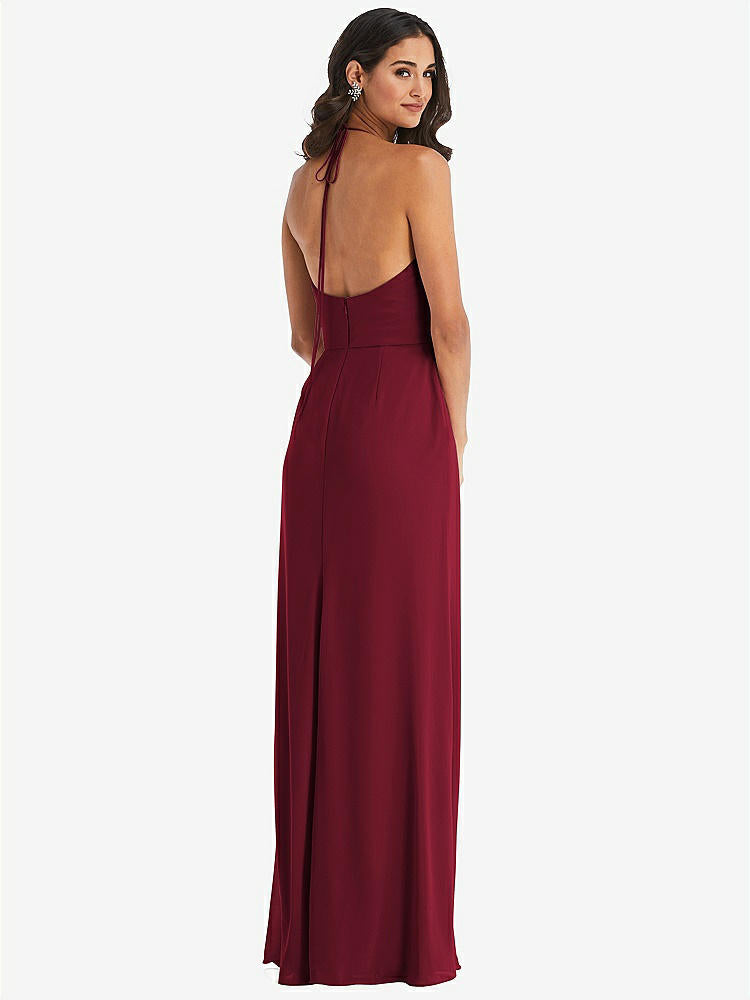 【STYLE: 1543】Spaghetti Strap Tie Halter Backless Trumpet Gown【COLOR: Burgundy】