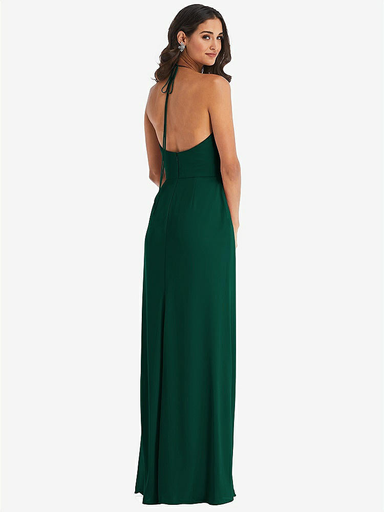 【STYLE: 1543】Spaghetti Strap Tie Halter Backless Trumpet Gown【COLOR: Hunter Green】