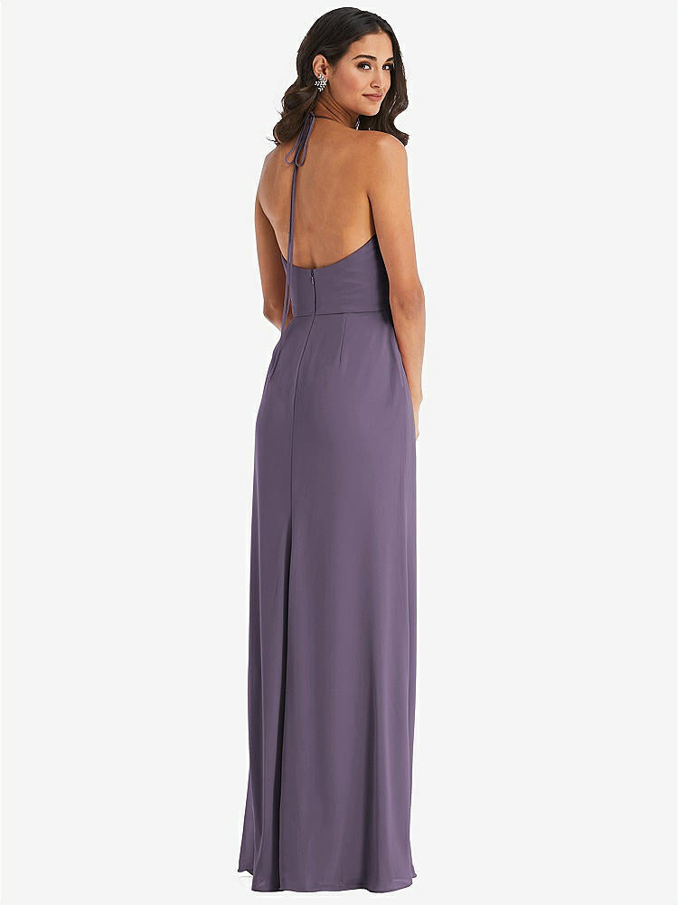 【NEW】【STYLE: 1543】スパゲッティ ストラップ ネクタイ ハーター バックレス トランペット ガウン【COLOR: Lavender】【SIZE: 00-30W】