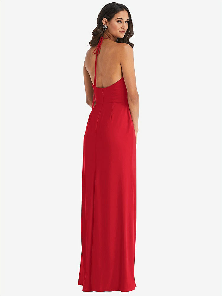 【STYLE: 1543】Spaghetti Strap Tie Halter Backless Trumpet Gown【COLOR: Parisian Red】