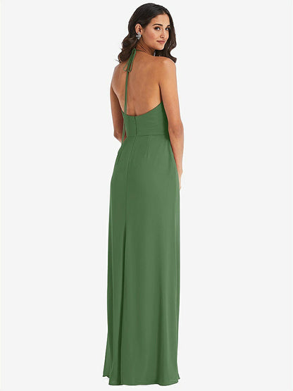 【NEW】【STYLE: 1543】スパゲッティ ストラップ ネクタイ ハーター バックレス トランペット ガウン【COLOR: Vineyard Green】【SIZE: 00-30W】