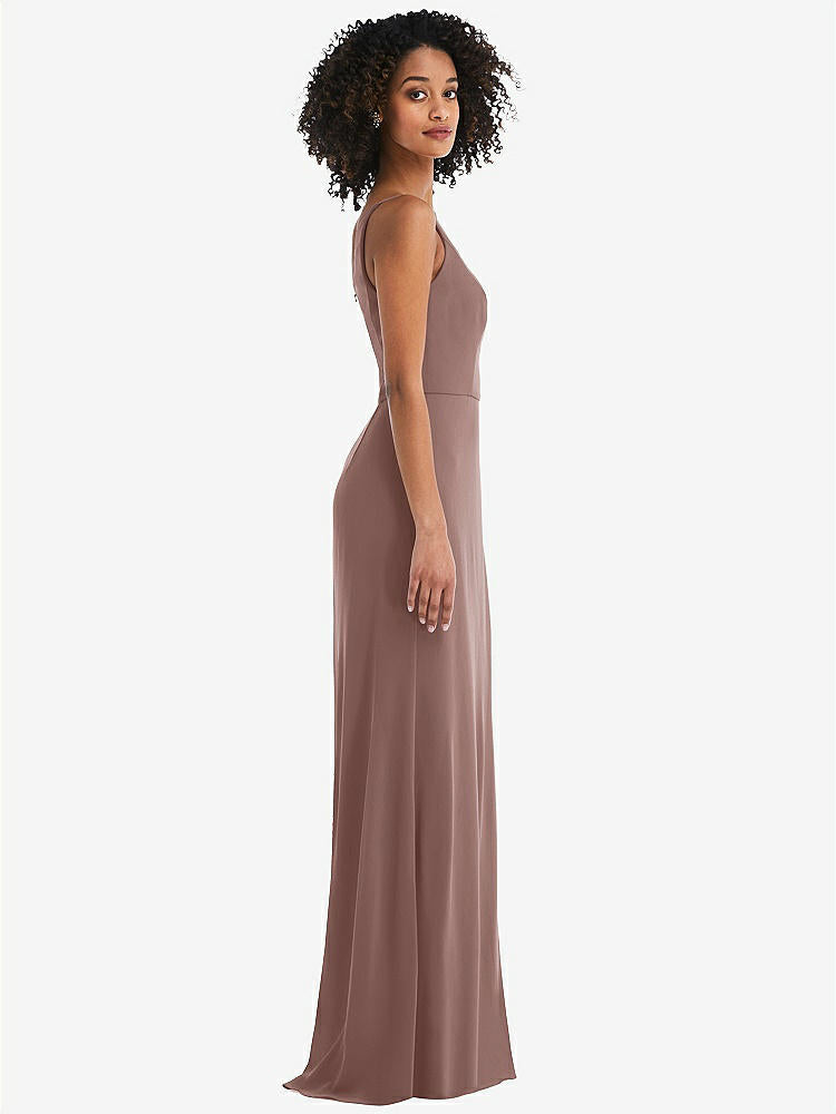 【STYLE: 1544】Skinny One-Shoulder Trumpet Gown with Front Slit【COLOR: Sienna】