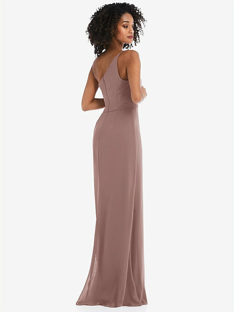 【STYLE: 1544】Skinny One-Shoulder Trumpet Gown with Front Slit【COLOR: Sienna】