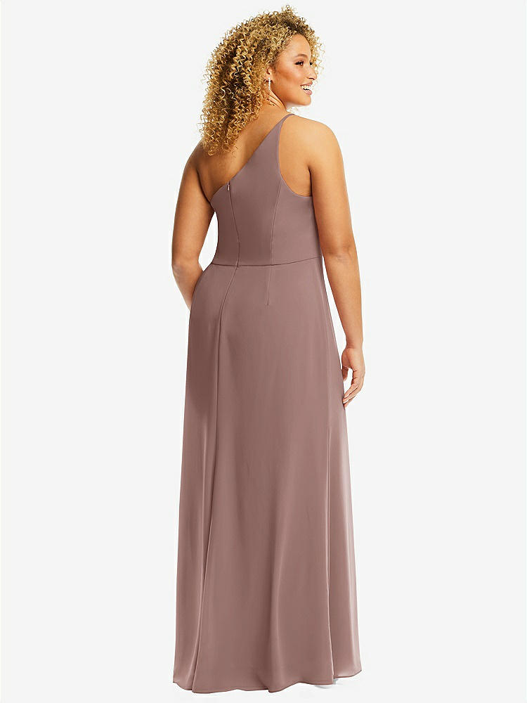 【STYLE: 1544】Skinny One-Shoulder Trumpet Gown with Front Slit【COLOR: Sienna】