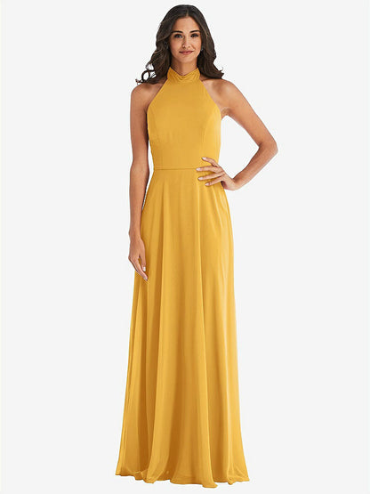【NEW】【STYLE: 1545】高 首 ホルター バックレス マキシ ドレス【COLOR: NYC Yellow】【SIZE: 00-30W】