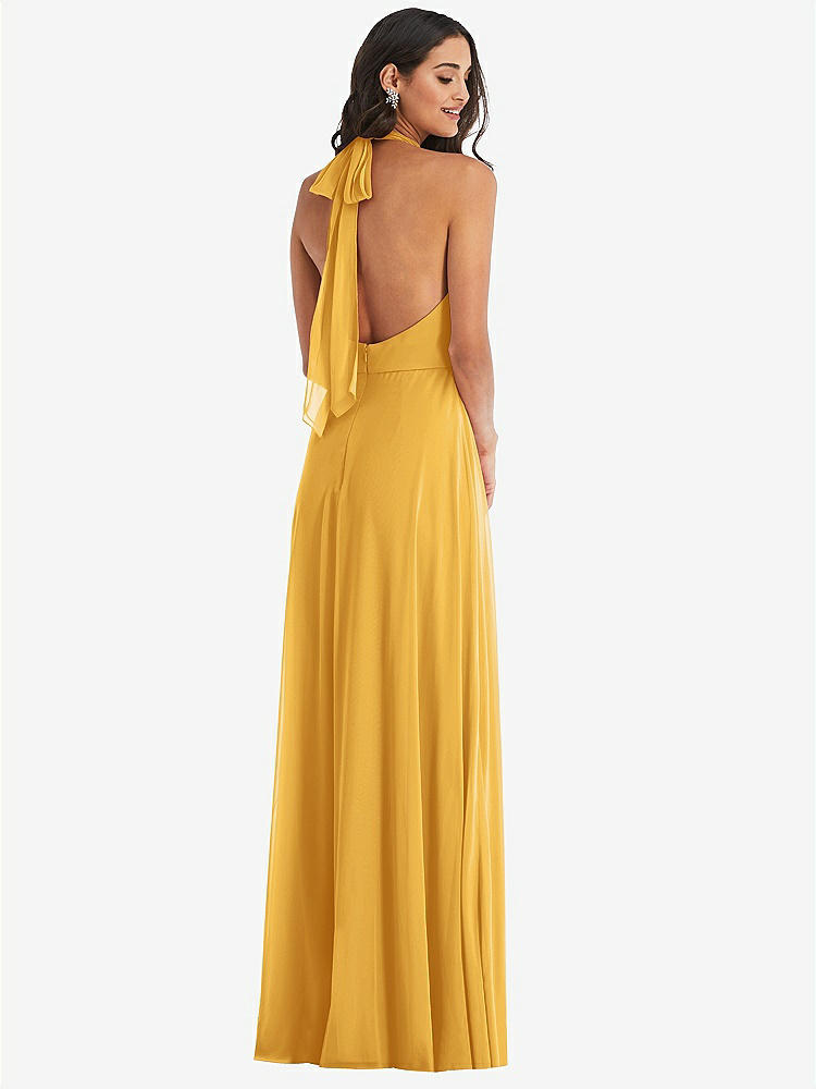 【NEW】【STYLE: 1545】高 首 ホルター バックレス マキシ ドレス【COLOR: NYC Yellow】【SIZE: 00-30W】
