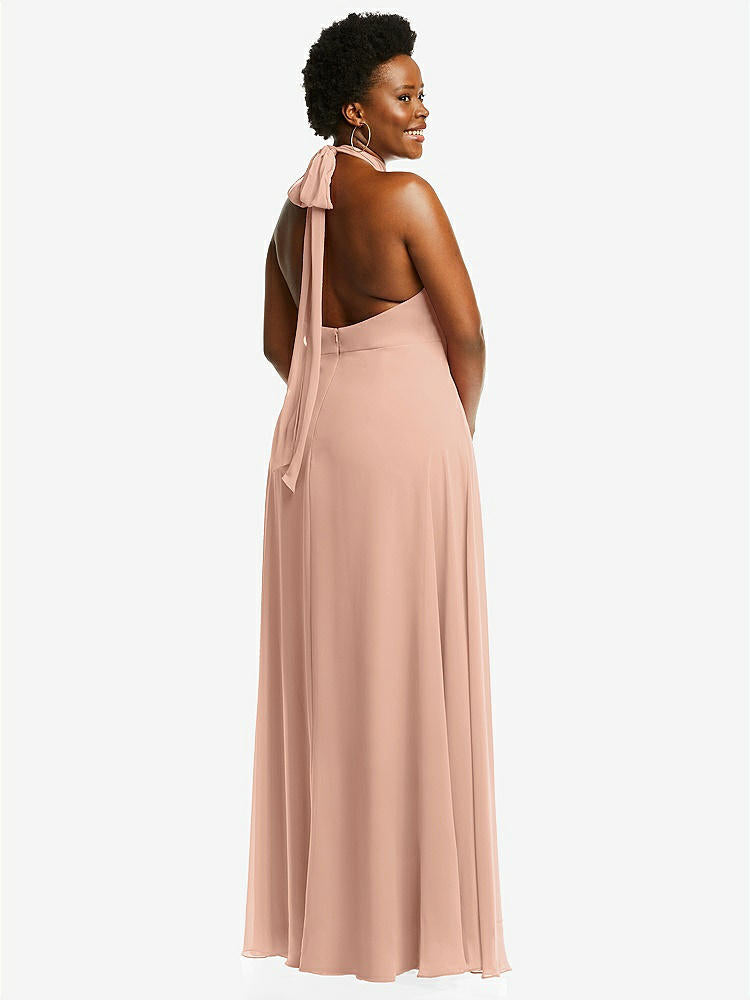【NEW】【STYLE: 1545】高 首 ホルター バックレス マキシ ドレス【COLOR: Pale Peach】【SIZE: 00-30W】