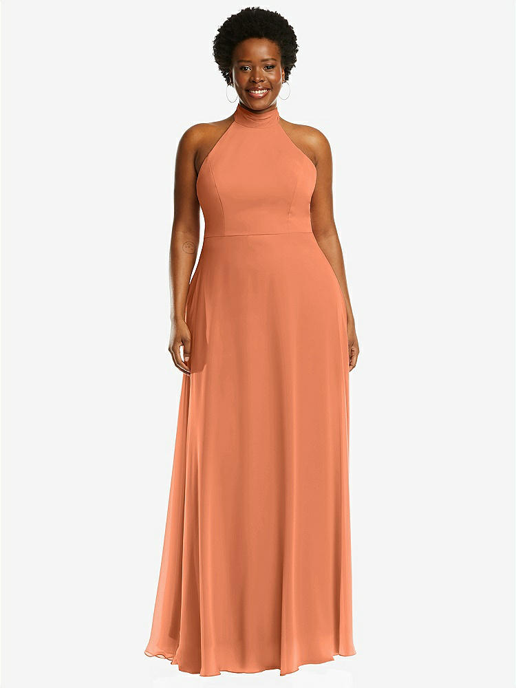 【STYLE: 1545】High Neck Halter Backless Maxi Dress【COLOR: Sweet Melon】
