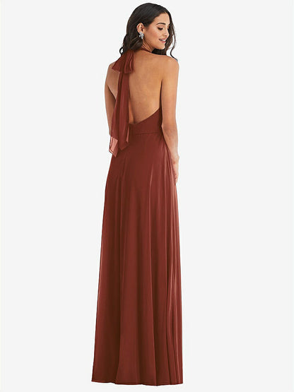 【STYLE: 1545】High Neck Halter Backless Maxi Dress【COLOR: Auburn Moon】