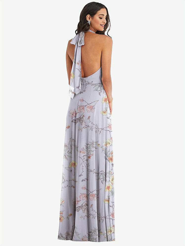 【STYLE: 1545】High Neck Halter Backless Maxi Dress【COLOR: Butterfly Botanica Silver Dove】