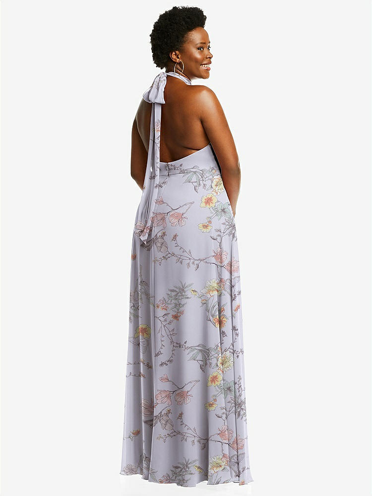 【STYLE: 1545】High Neck Halter Backless Maxi Dress【COLOR: Butterfly Botanica Silver Dove】