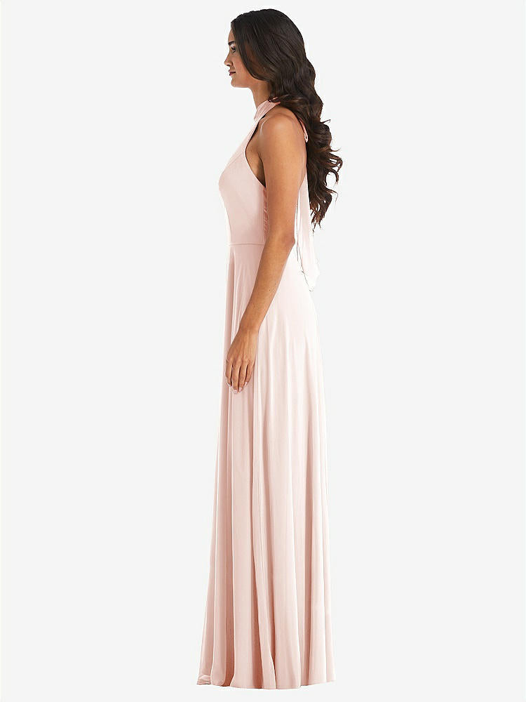 【STYLE: 1545】High Neck Halter Backless Maxi Dress【COLOR: Blush】