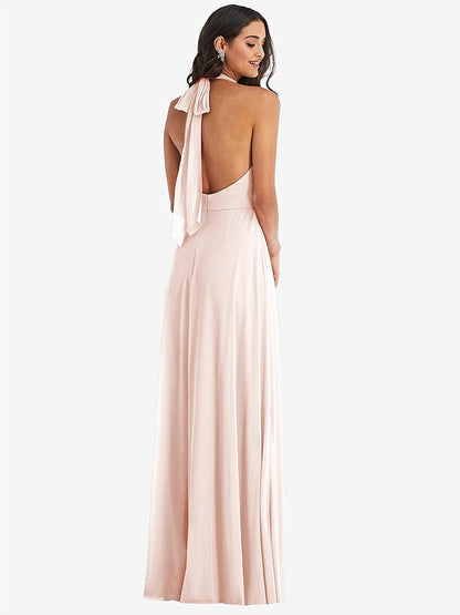 【STYLE: 1545】High Neck Halter Backless Maxi Dress【COLOR: Blush】