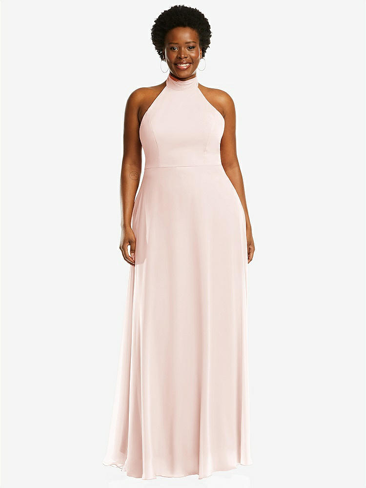 【STYLE: 1545】High Neck Halter Backless Maxi Dress【COLOR: Blush】