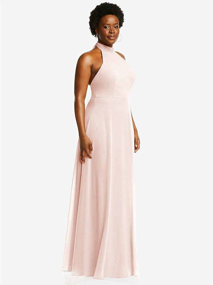 【STYLE: 1545】High Neck Halter Backless Maxi Dress【COLOR: Blush】
