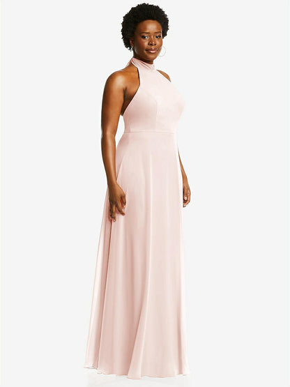 【STYLE: 1545】High Neck Halter Backless Maxi Dress【COLOR: Blush】