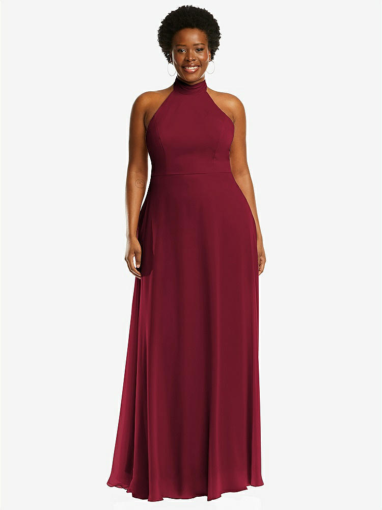 【STYLE: 1545】High Neck Halter Backless Maxi Dress【COLOR: Burgundy】
