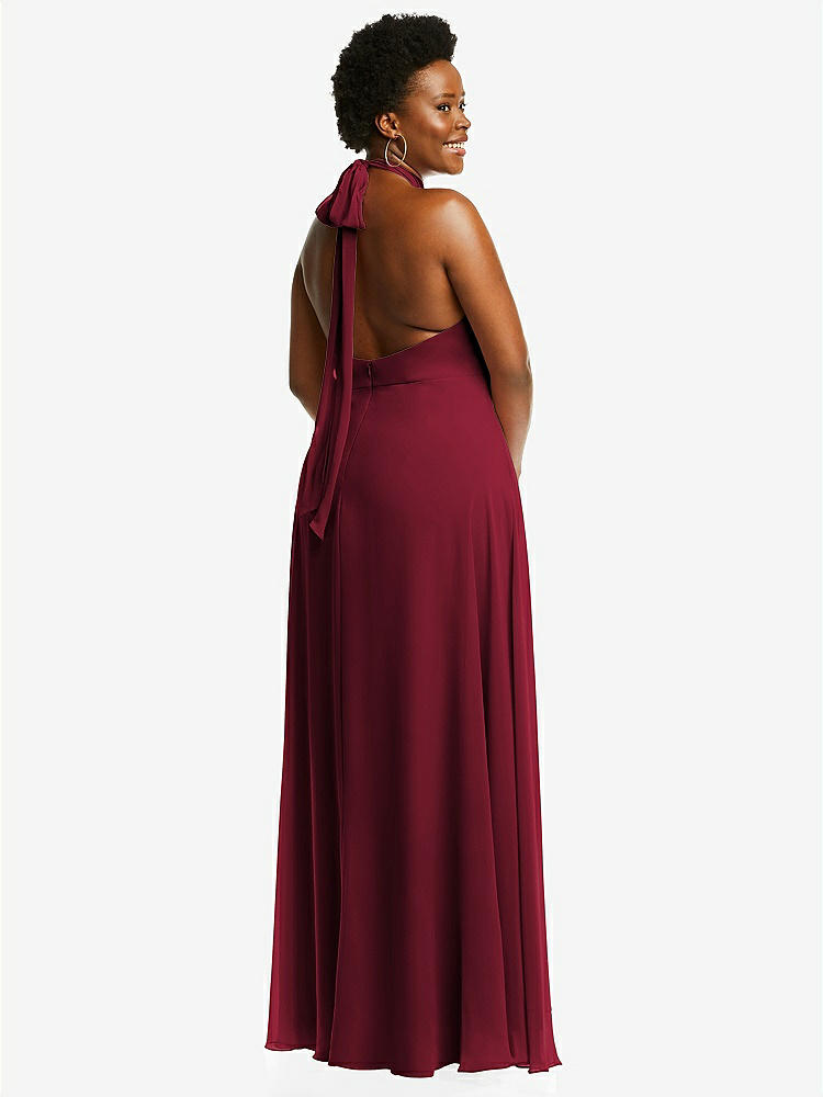 【STYLE: 1545】High Neck Halter Backless Maxi Dress【COLOR: Burgundy】