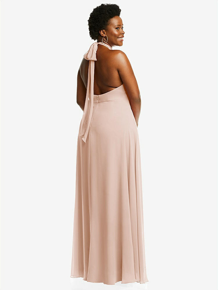 STYLE 1545 High Neck Halter Backless Maxi Dress COLOR Cameo BridesmaidsJP