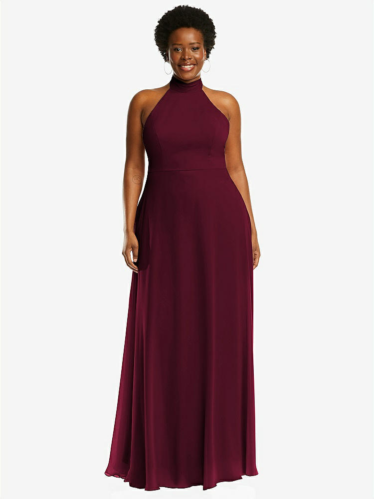 【STYLE: 1545】High Neck Halter Backless Maxi Dress【COLOR: Cabernet】