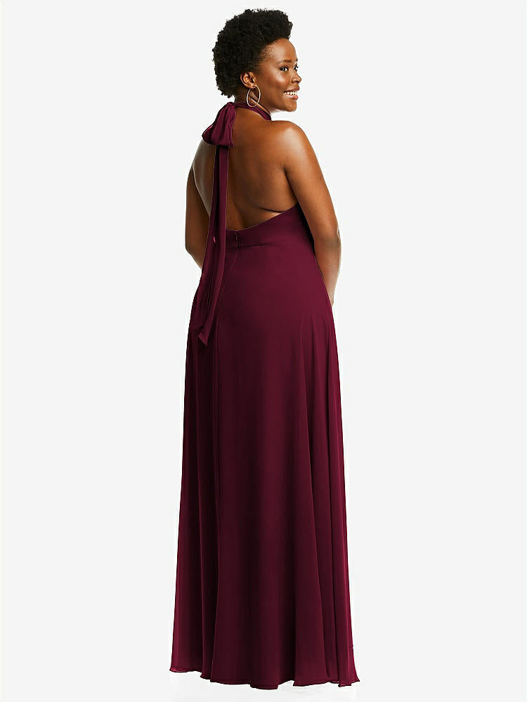 【STYLE: 1545】High Neck Halter Backless Maxi Dress【COLOR: Cabernet】