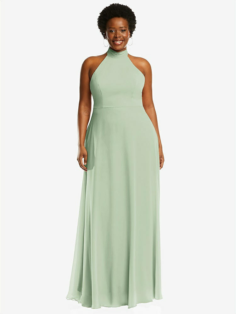 【STYLE: 1545】High Neck Halter Backless Maxi Dress【COLOR: Celadon】