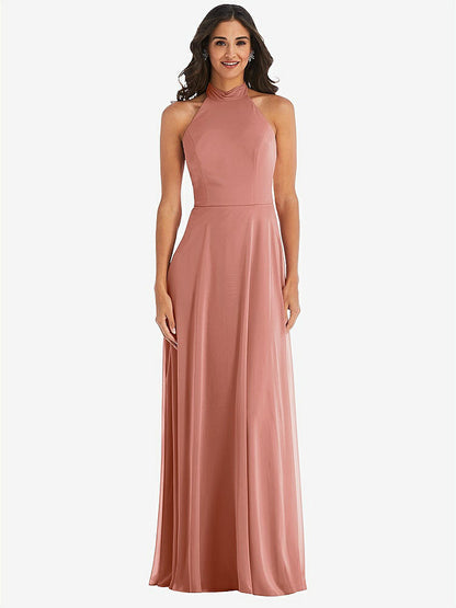 【STYLE: 1545】High Neck Halter Backless Maxi Dress【COLOR: Desert Rose】