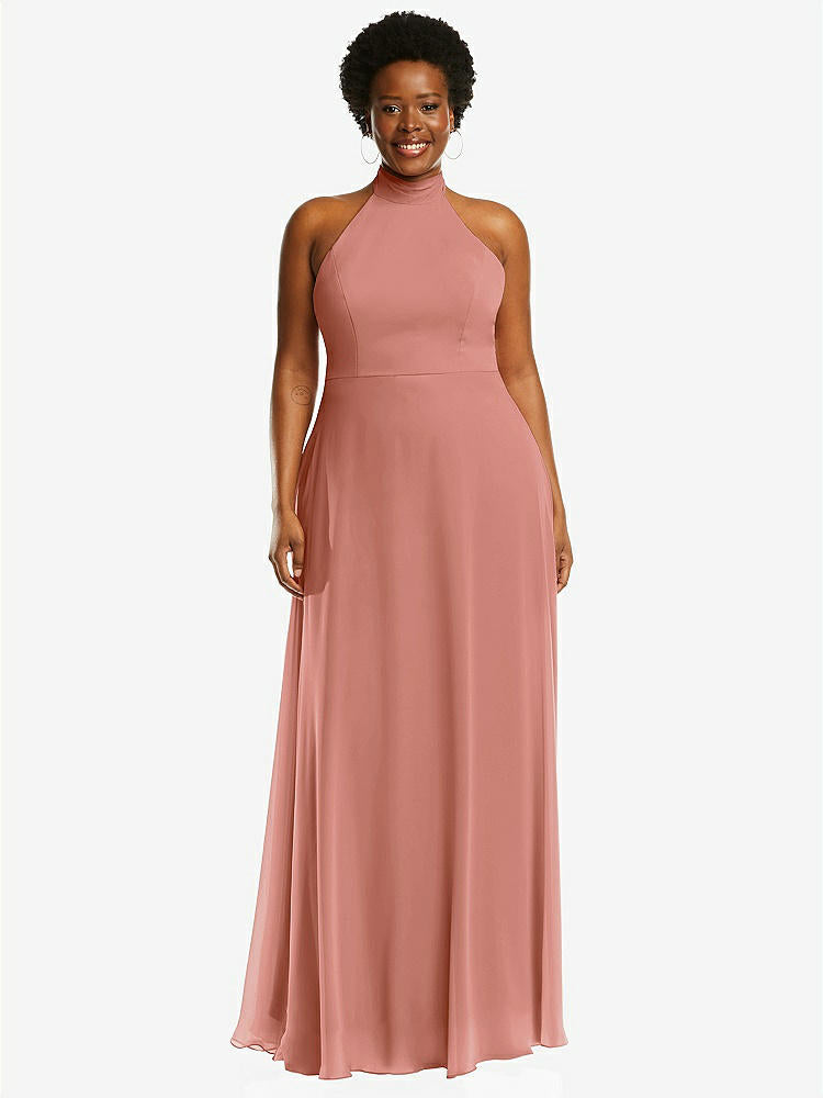 【STYLE: 1545】High Neck Halter Backless Maxi Dress【COLOR: Desert Rose】