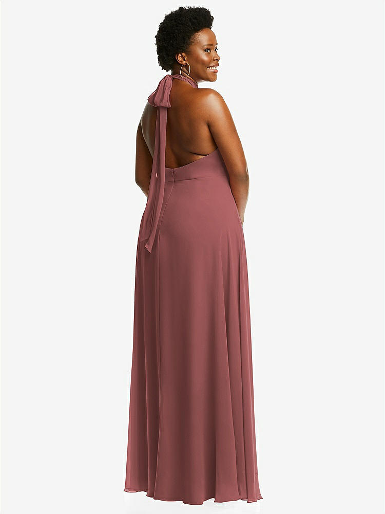【NEW】【STYLE: 1545】高 首 ホルター バックレス マキシ ドレス【COLOR: English Rose】【SIZE: 00-30W】