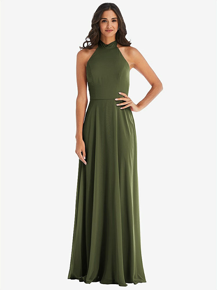 【STYLE: 1545】High Neck Halter Backless Maxi Dress【COLOR: Olive Green】
