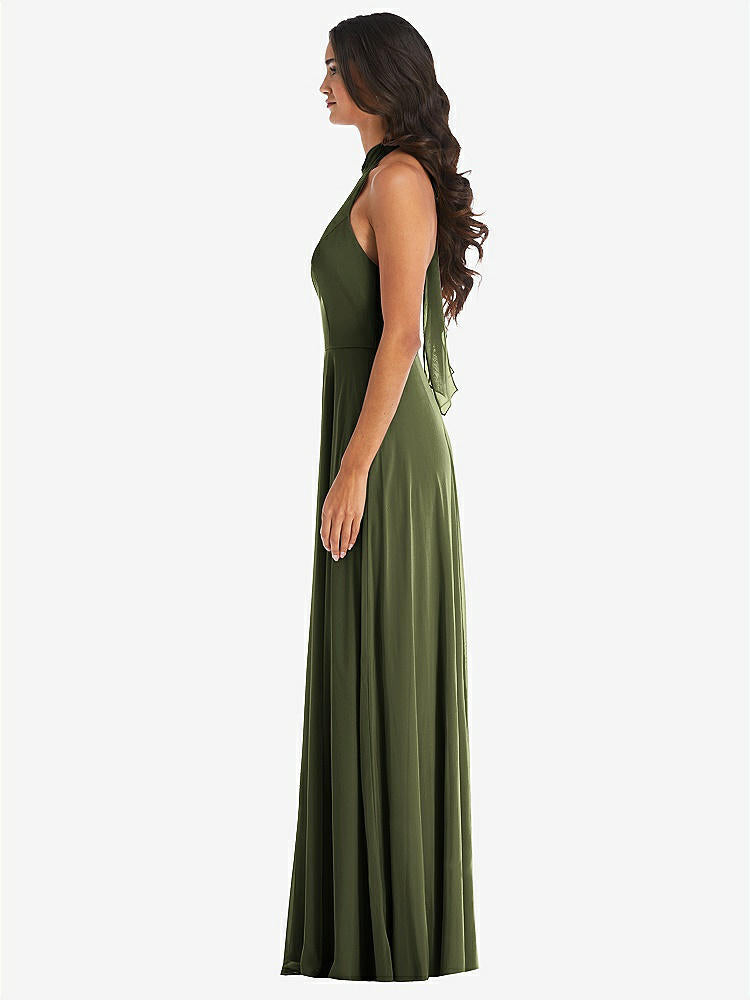 【STYLE: 1545】High Neck Halter Backless Maxi Dress【COLOR: Olive Green】