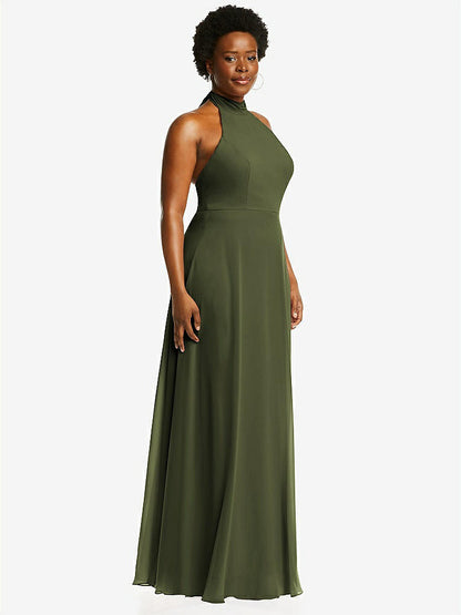 【STYLE: 1545】High Neck Halter Backless Maxi Dress【COLOR: Olive Green】
