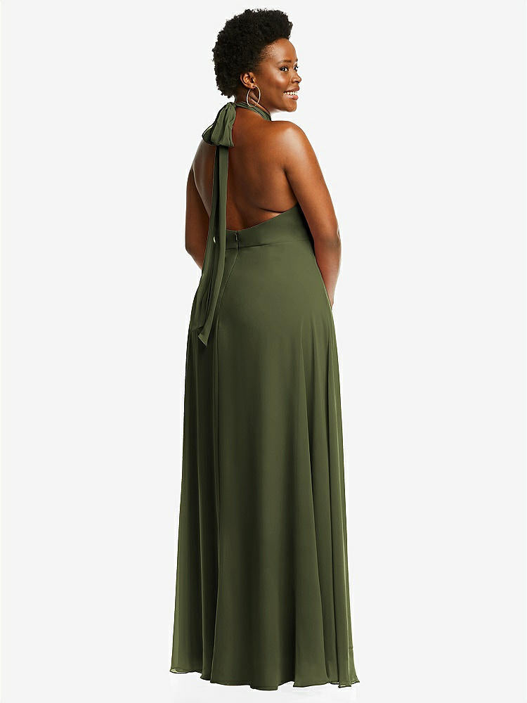 【STYLE: 1545】High Neck Halter Backless Maxi Dress【COLOR: Olive Green】