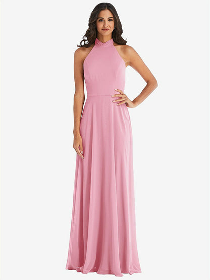 【STYLE: 1545】High Neck Halter Backless Maxi Dress【COLOR: Peony Pink】