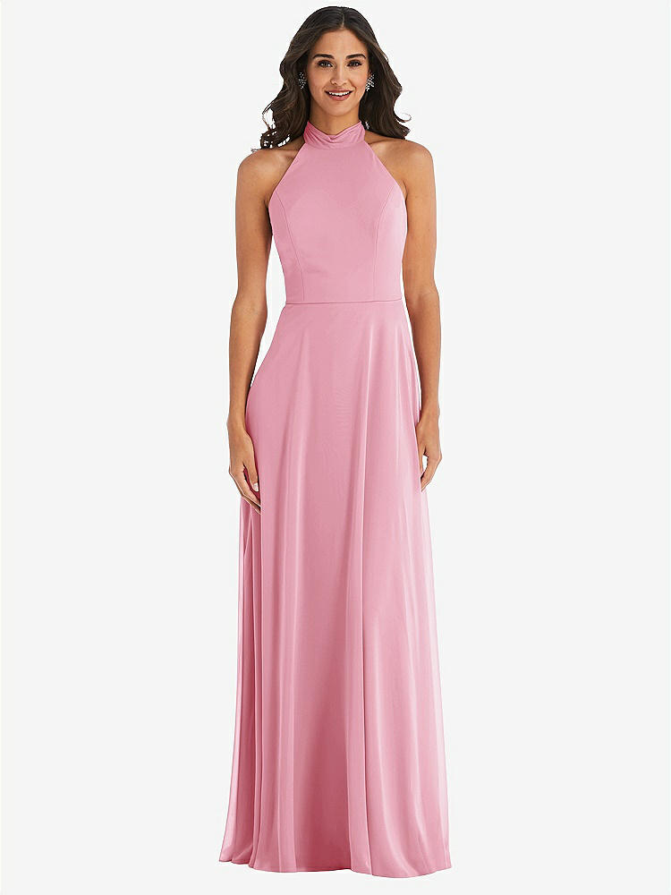 【STYLE: 1545】High Neck Halter Backless Maxi Dress【COLOR: Peony Pink】