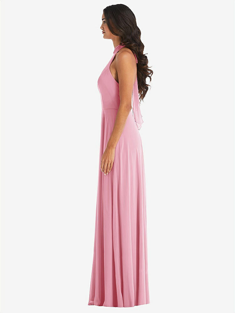 【STYLE: 1545】High Neck Halter Backless Maxi Dress【COLOR: Peony Pink】