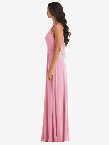 【STYLE: 1545】High Neck Halter Backless Maxi Dress【COLOR: Peony Pink】