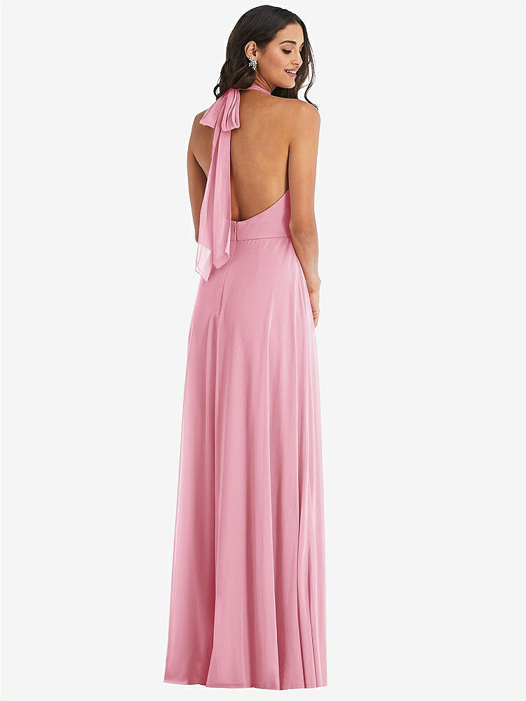 【STYLE: 1545】High Neck Halter Backless Maxi Dress【COLOR: Peony Pink】