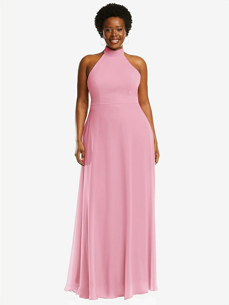 【STYLE: 1545】High Neck Halter Backless Maxi Dress【COLOR: Peony Pink】