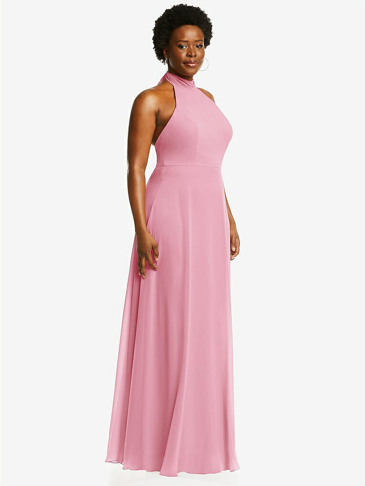 【STYLE: 1545】High Neck Halter Backless Maxi Dress【COLOR: Peony Pink】