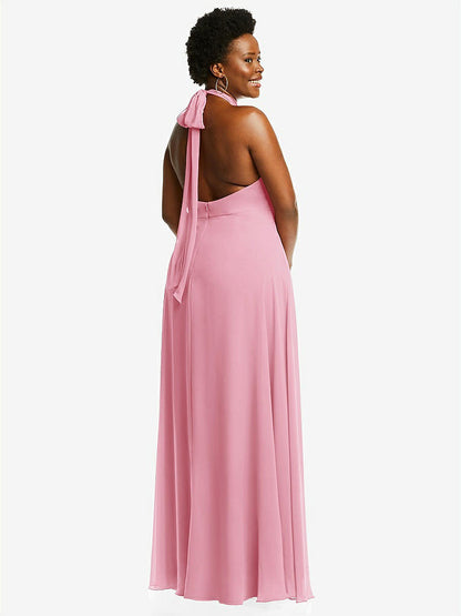 【STYLE: 1545】High Neck Halter Backless Maxi Dress【COLOR: Peony Pink】
