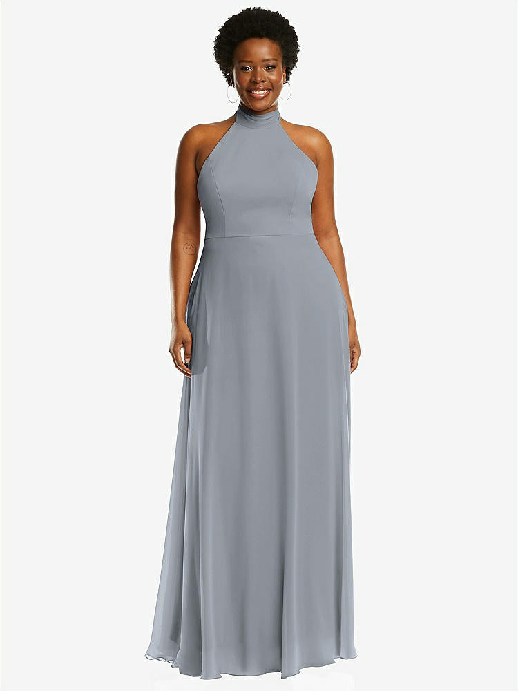 【NEW】【STYLE: 1545】高 首 ホルター バックレス マキシ ドレス【COLOR: Platinum】【SIZE: 00-30W】