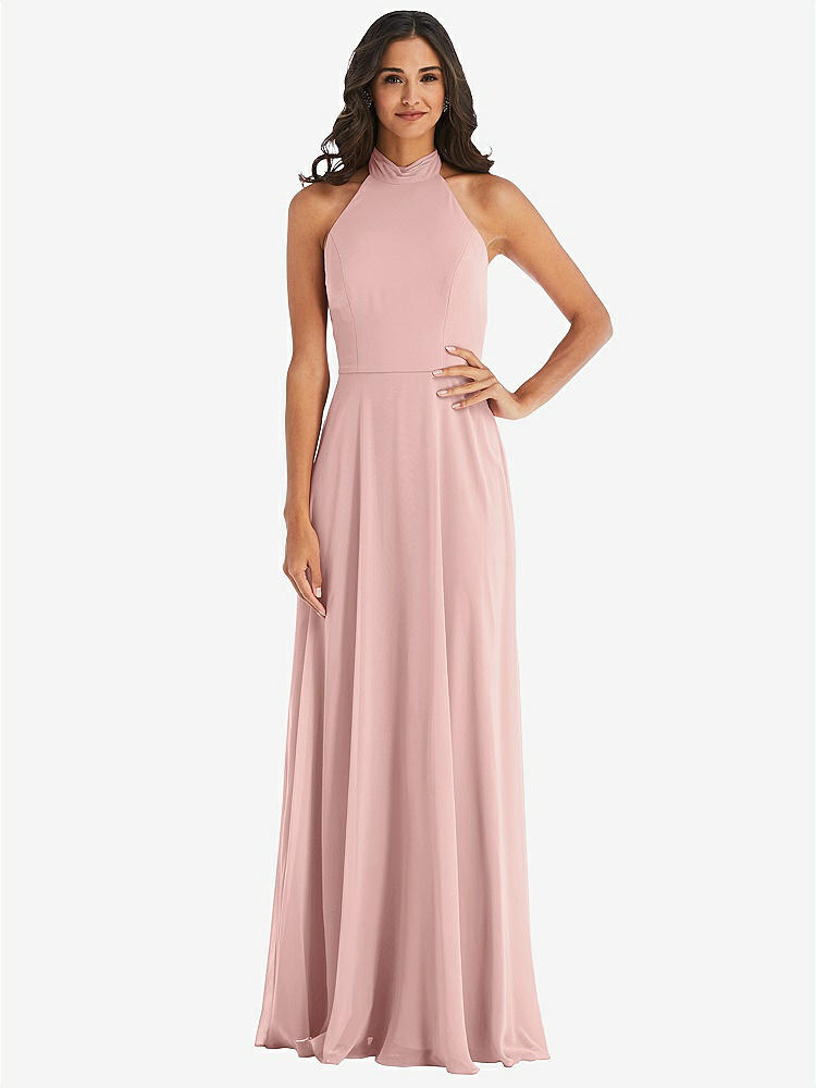 【STYLE: 1545】High Neck Halter Backless Maxi Dress【COLOR: Rose - PANTONE Rose Quartz】