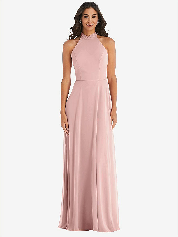 【STYLE: 1545】High Neck Halter Backless Maxi Dress【COLOR: Rose - PANTONE Rose Quartz】