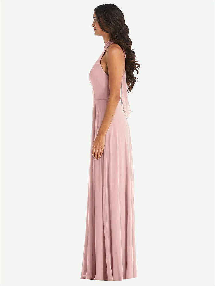 【STYLE: 1545】High Neck Halter Backless Maxi Dress【COLOR: Rose - PANTONE Rose Quartz】