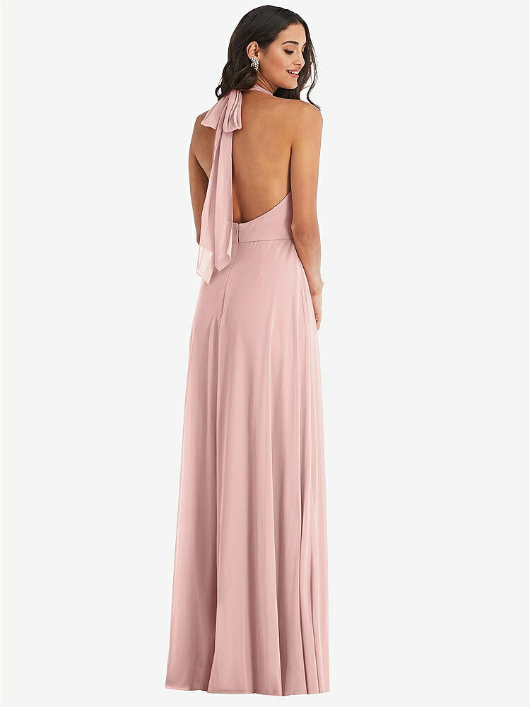 【STYLE: 1545】High Neck Halter Backless Maxi Dress【COLOR: Rose - PANTONE Rose Quartz】