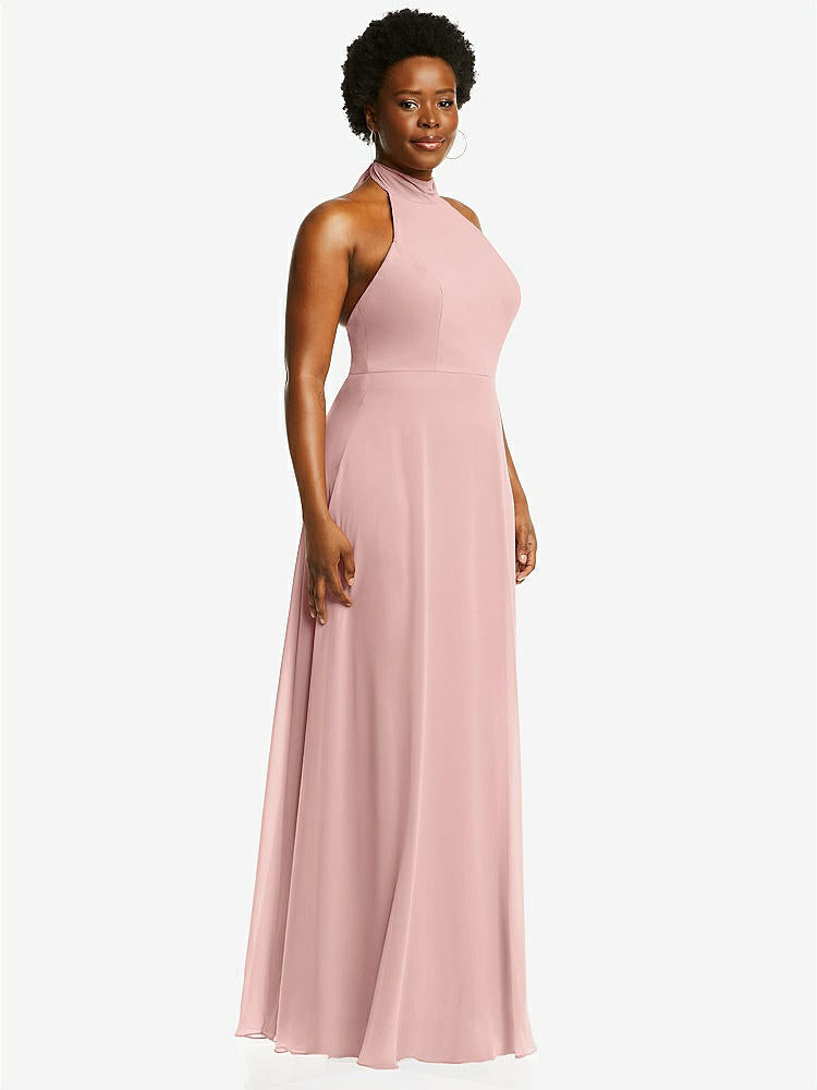 【STYLE: 1545】High Neck Halter Backless Maxi Dress【COLOR: Rose - PANTONE Rose Quartz】