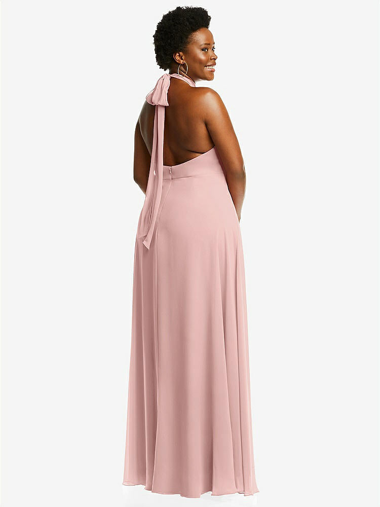 【STYLE: 1545】High Neck Halter Backless Maxi Dress【COLOR: Rose - PANTONE Rose Quartz】