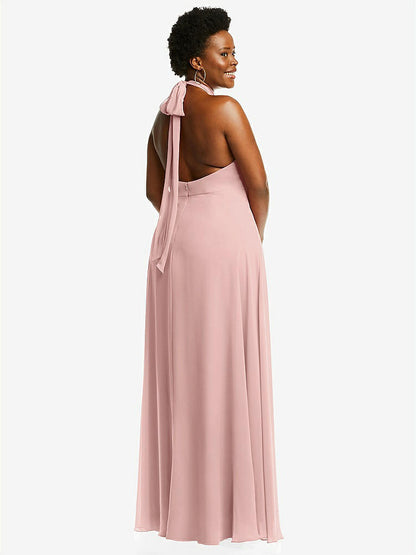 【STYLE: 1545】High Neck Halter Backless Maxi Dress【COLOR: Rose - PANTONE Rose Quartz】
