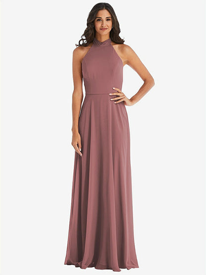 【STYLE: 1545】High Neck Halter Backless Maxi Dress【COLOR: Rosewood】